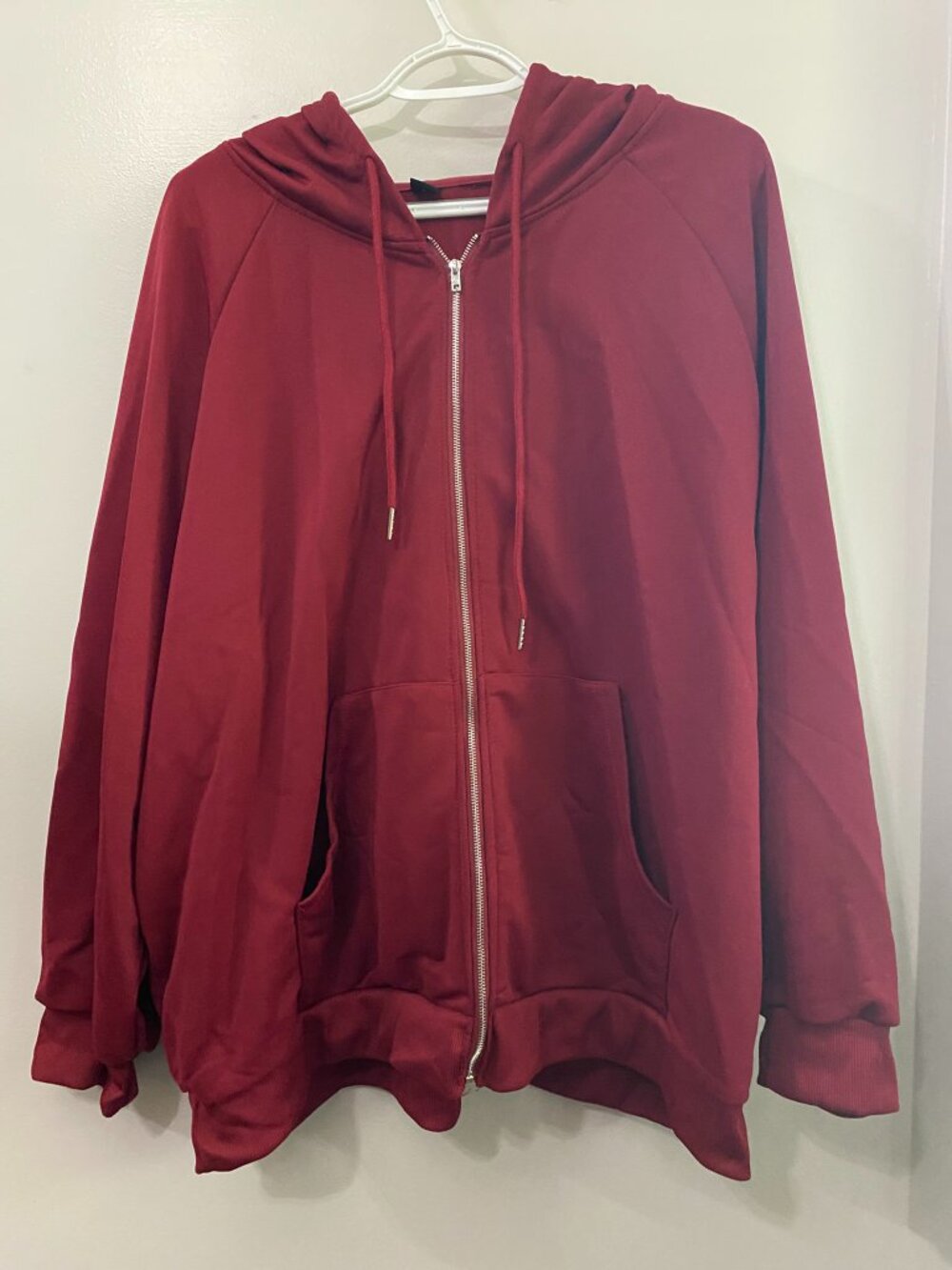 SHEIN Deep Red Zippered Hoodie 3X